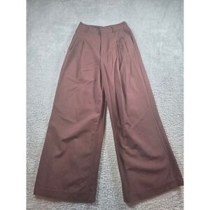 Wide Leg Pleated Trousers Womens XS Brown High Waisted Dress Pants  MEX 24 Zara